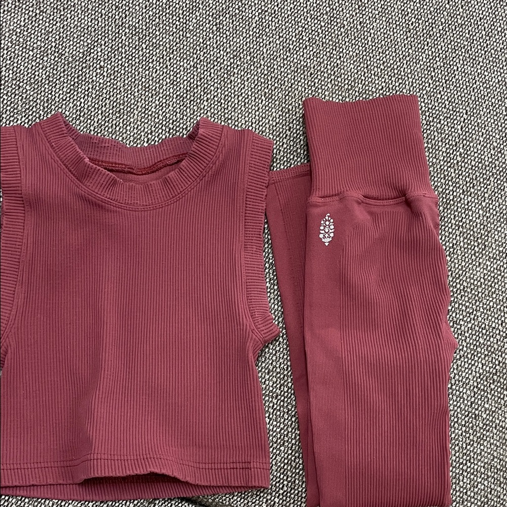 Free People Ribbed Mauve workout set